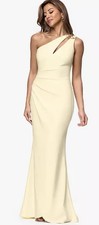 Betsy and Adam Women's One-Shoulder Side Ruched Ball Gown Lemon Size 10 Petite