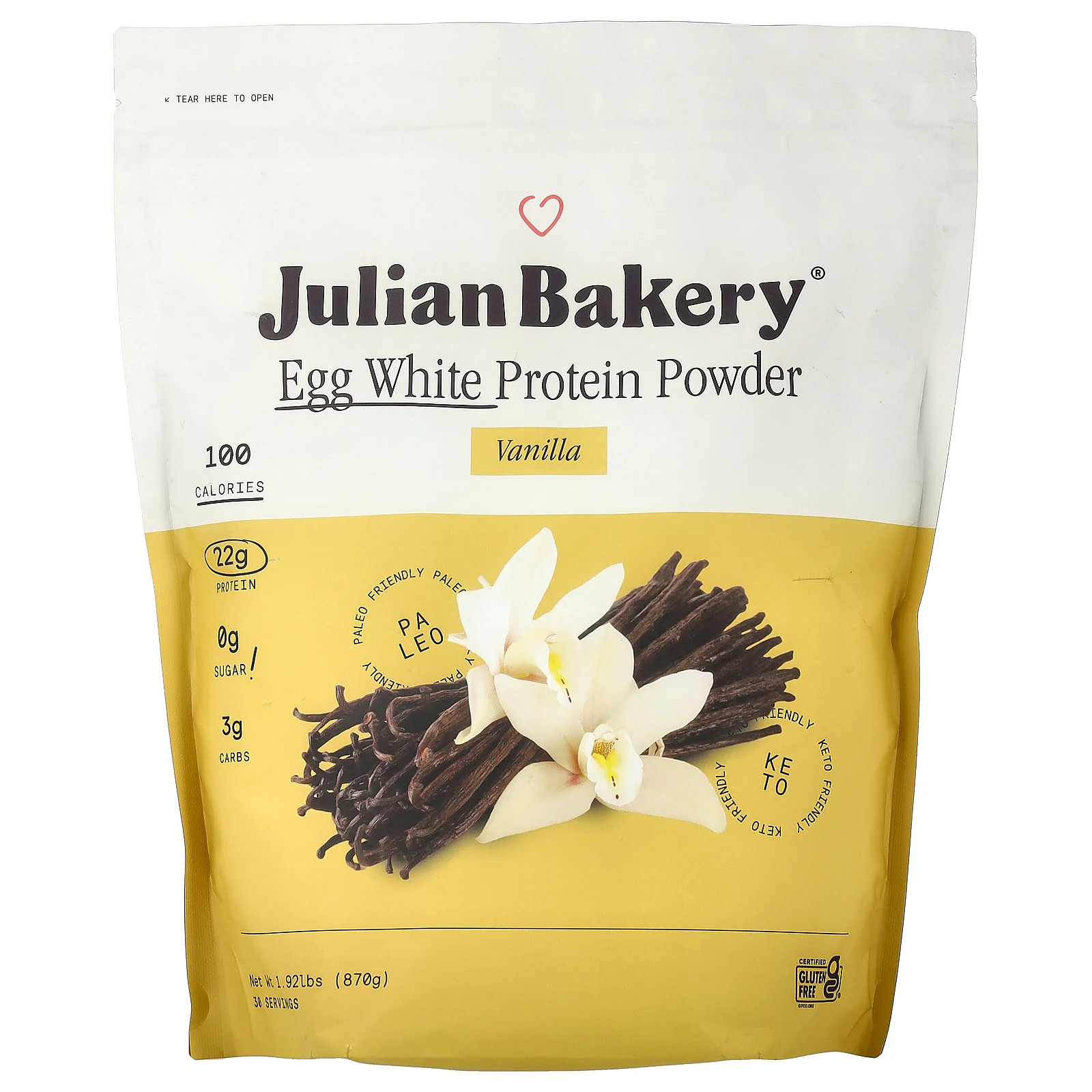 Julian Bakery Paleo Protein Egg White Protein Vanilla 2 фунта 907 г Без глютена 15690₽