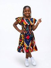 Girls' African Print Smock Dress-100 percent Cotton