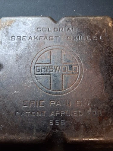 Vintage Square 9x9 Griswold Colonial Breakfast Skillet, 666, no cracks/damage