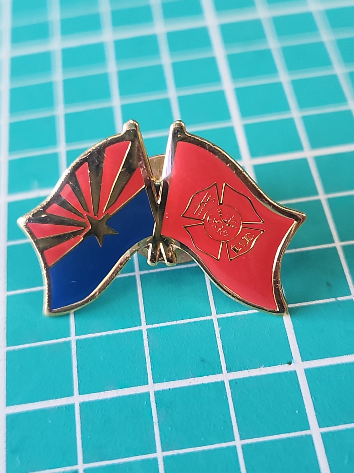 Vtg Arizona State Flag And Firefighter Flag Gold Tone Lapel Pin | eBay