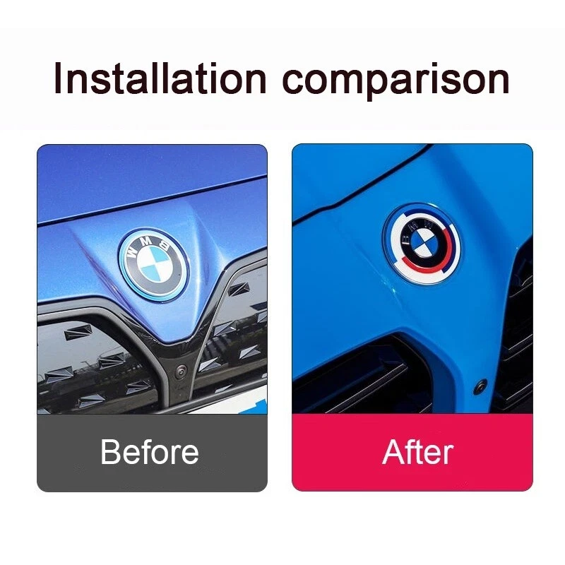 Set of 7 For BMW Emblem Centre Caps Badges 82mm 74mm 68mm 45mm 50th Anniversary - Image 2 of 4