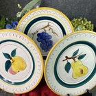 Stangl Pottery "Fruit" Salad Plates 8 1/8” Set of 3 Grapes, Pear, & Apple VTG