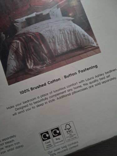 Laura Ashley Willow Winter Pussy brushed cotton Cranberry King duvet Cover set - Picture 9 of 13