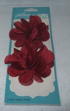EK Success - Jolee's Boutique - Dimensional Stickers - Red  Burlap Flowers