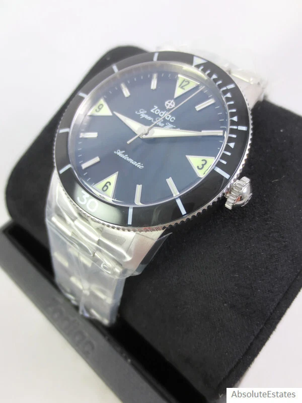 NEW Zodiac Super Sea Wolf Automatic Black Silver Mens Watch ZO9209 NWT