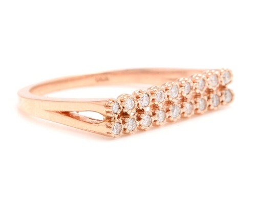 14K Solid Gold Natural Diamonds Dainty Engagement Wedding Ring - Picture 2 of 7