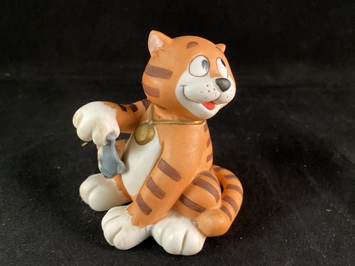 George Good Cat with Fish Figurine Orange Striped Crazy Eyes Fun
