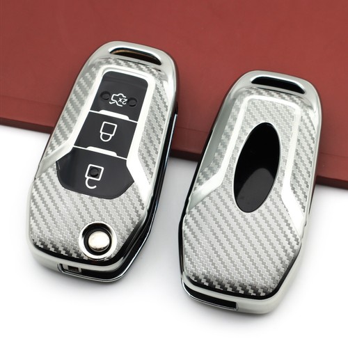 For Ford Ecosport Focus Mondeo Explorer TPU Carbon Fiber Car Flip Key Case Cover - Picture 71 of 84