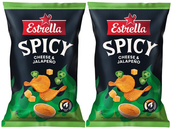 2 bolsas de bocadillos con sabor a queso y jalapeño ESTRELLA SPICY 115 g 4 oz