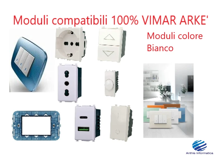 VIMAR ARKE Arkè SERIE COMPATIBILE BIANCA PRESE, INTERRUTTORI, DEVIATORI, USB - Immagine 3 di 4
