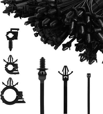 130 Pcs Push Mount Cable Ties Standard Zip Tie Mount Car Wire Loom Routing Clips