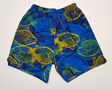 NOS Vintage 1980-90s Winners Fish Print Nylon Mesh Lined Small Swim Shorts