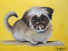  SHIH TZU DOG,ORIGINAL OIL PAINTING,UNIQUE GIFT,HAND PAINTED,PUPPY DOG ART,WOW! 