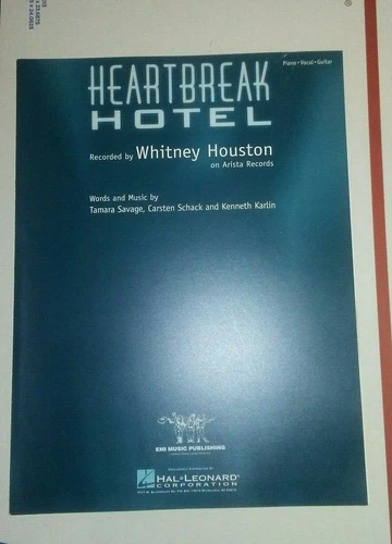 WHITNEY HOUSTON "HEARTBREAK HOTEL" Piano Vocal Guitar SHEET MUSIC NOS RARE