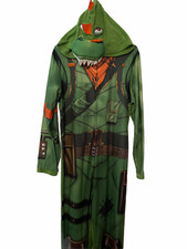 Fortnite Rex Pajama Suit Costume with Padded Hood Size Medium Full Front Zipper