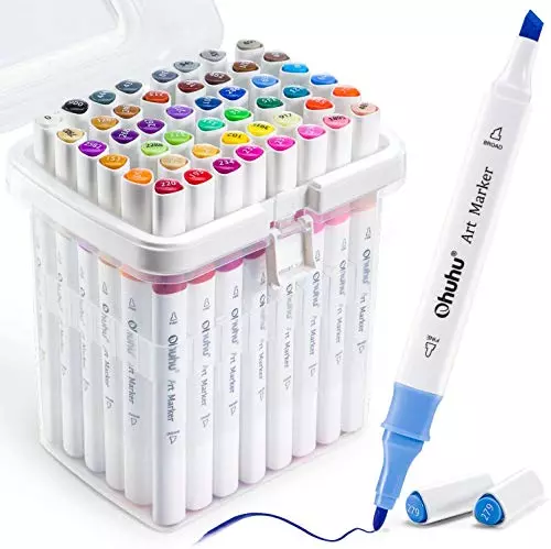 Ohuhu Markers, 48-color Double Tipped Alcohol Markers, Chisel