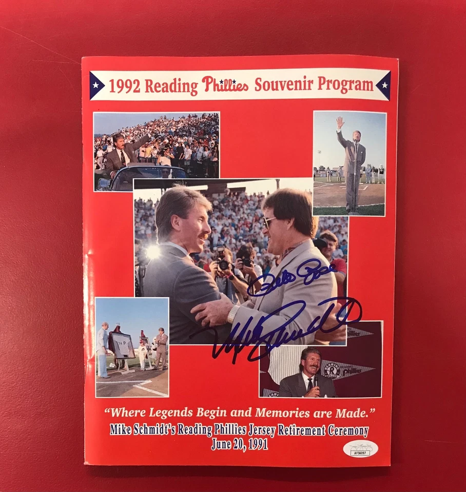 Mike Schmidt & Pete Rose Signed 1992 Program JSA Certified MLB Phillies AUTOS! - Image 2 of 4