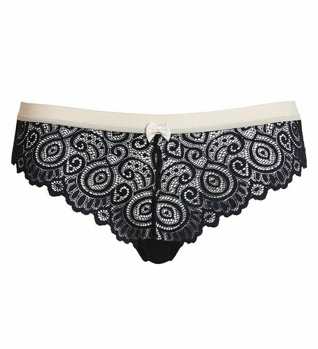 Lepel Matilda Mini Brief Black Beige Size 18 Mesh Lace Knickers 126316 New - Picture 3 of 12