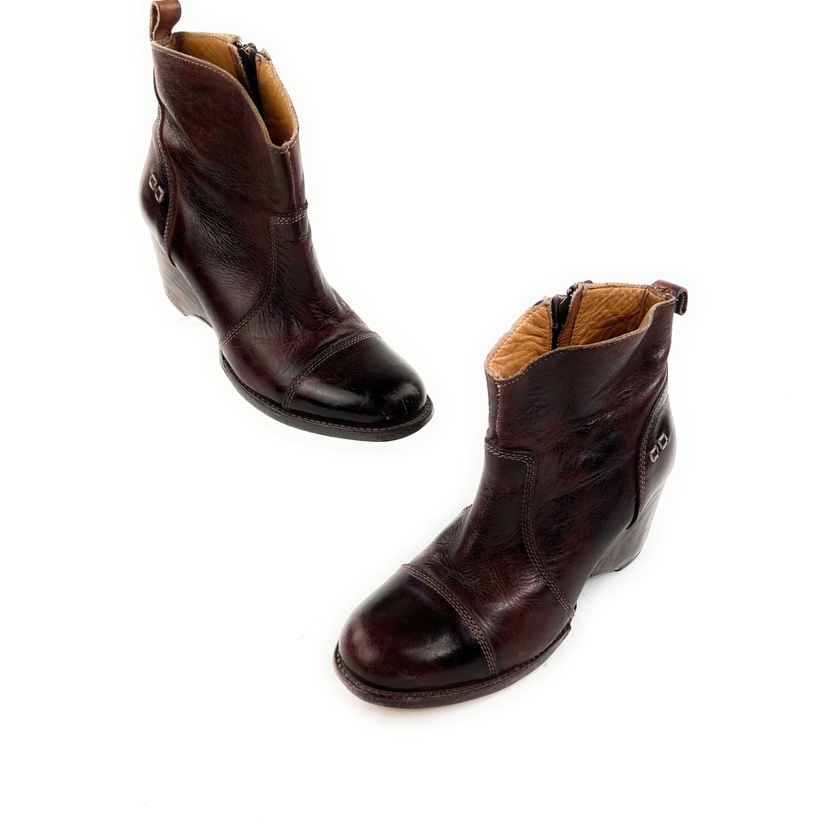 Bed Stu Cobbler Series Dark Brown Leather Wedge Ankle  display picture 2