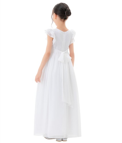 A-Line Scoop Neck Girls Dresses Chiffon Pleated Dress A-Line Flower Girl Dresses - Picture 40 of 43