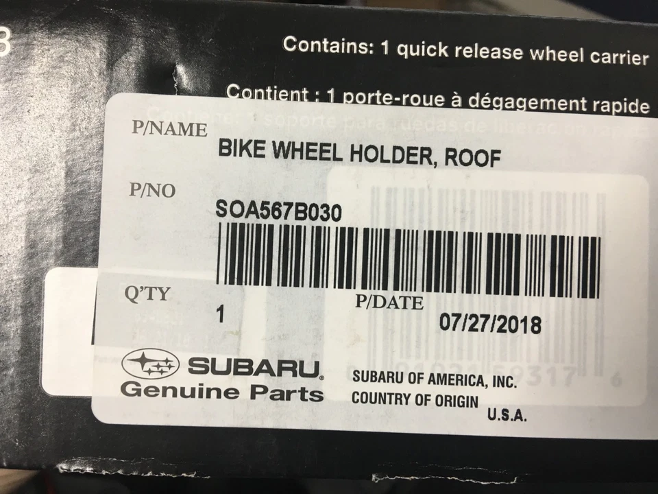 Soporte para bicicleta techo rueda delantera Subaru 2015-2024 Thule SOA567B030 THULE OEM Foto 2 de 2