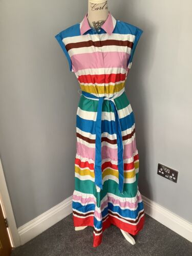 Boden Betty Maxi Shirt Dress Size 10 R Multi Stripe colour RRP £140 - Afbeelding 1 van 7