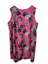 Jessica London Dress Plus 28W Pink Black Floral Sleeveless Lined Back Zip A Line