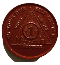 aa aluminum alcoholics anonymous 1 month recovery sobriety chip coin token 