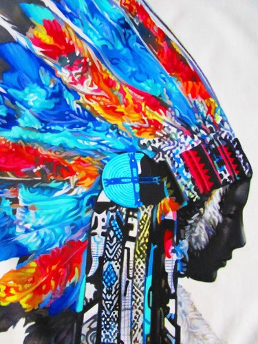 art painting street Print indian Blue Feather Native American Poster 90cmx 60cm - Picture 2 of 4