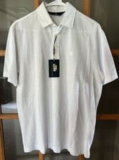 89.50 Hart Schaffner Marx 4 Button S/S Polo Shirt Cotton White Mens Medium NWT