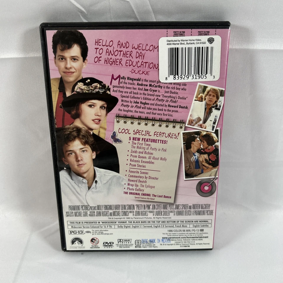 Pretty In Pink Everything's Duckie Edition (DVD, 1986) - Image 2 of 3