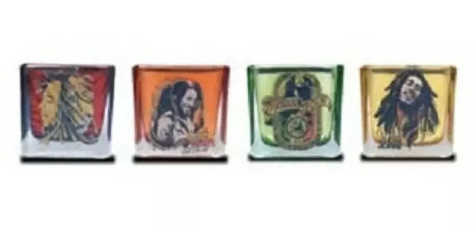 Juego de 4 soportes cuadrados para luces de té BOB MARLEY + 4 velas de cera vegetal incluidas Foto 2 de 3