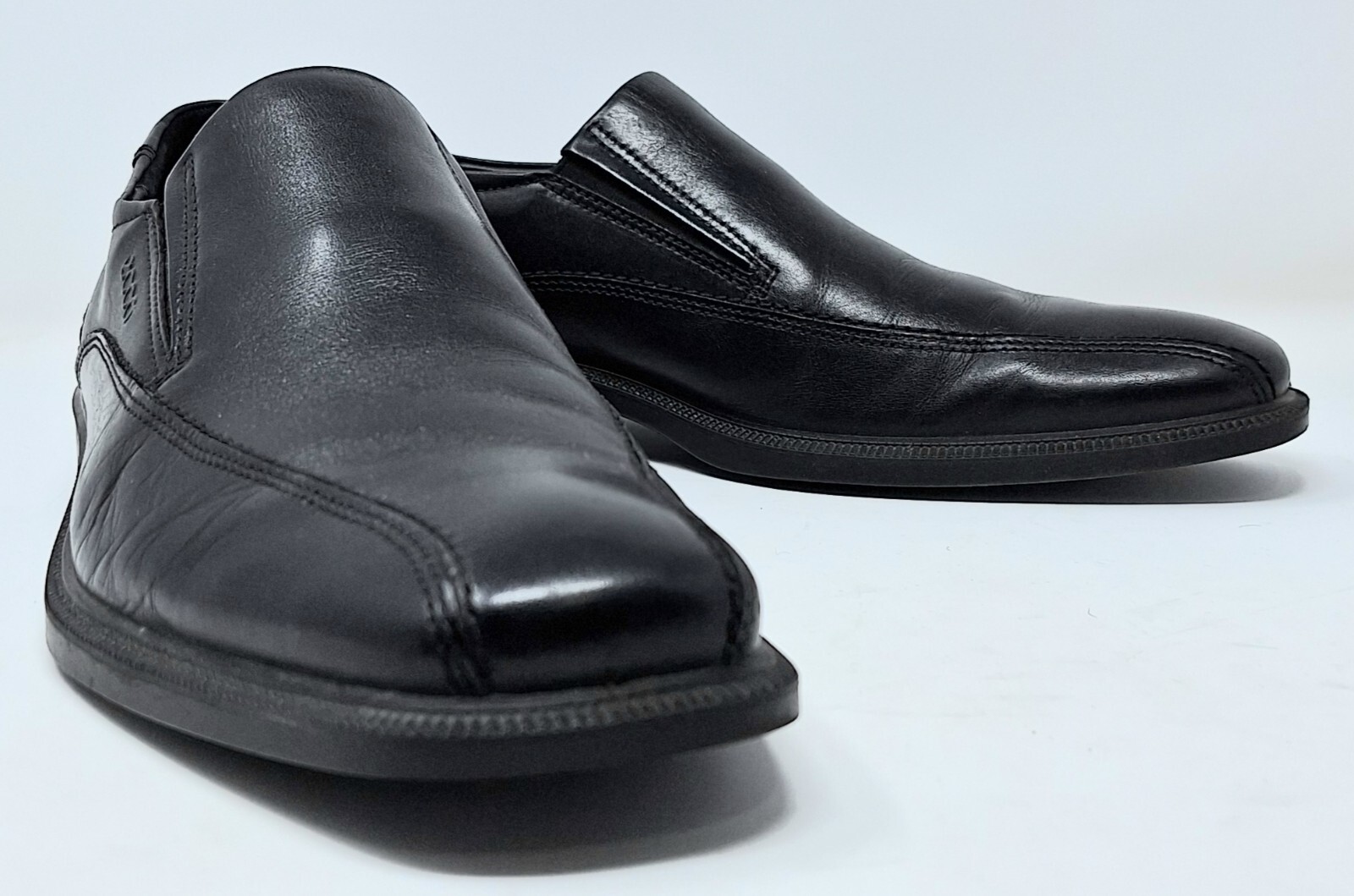 Ecco Mens Loafer Shoes Slip Ons Black Leather Loafers… Gem