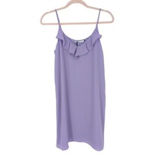 Three Eighty Two Mini Slip Dress Ruffle Neck Lilac Purple size XS NWT