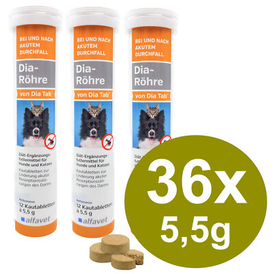 Alfavet Dia Tab Röhre 36x5,5g Hund Katze bei & nach Durchfall (236,87 EUR/kg)
