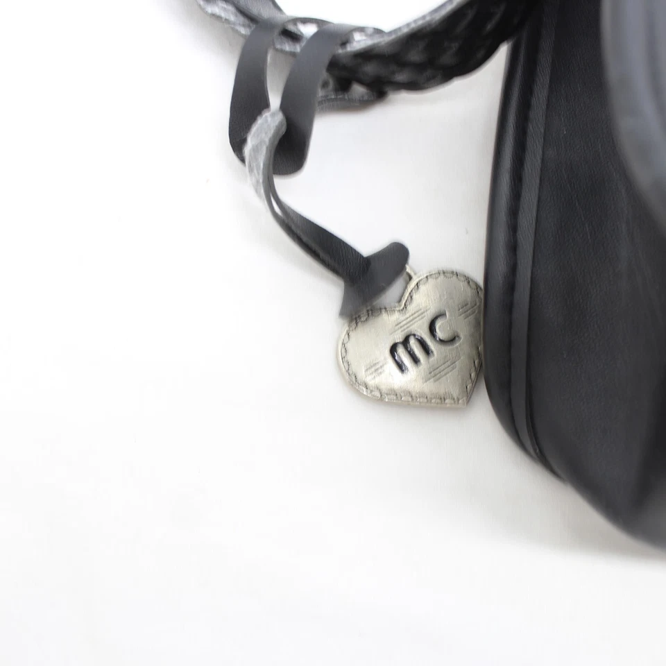 Bolso de Hombro M.C.Marc Chantal Estilo Occidental Negro Hobo Cartera Tejida con Corazones Foto 3 de 4
