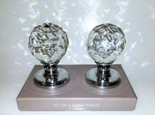 2 CHROME SILVER TONE FINISH CLEAR CRYSTAL ROUND DOOR,CABINET,CHEST KNOB,HANDLE