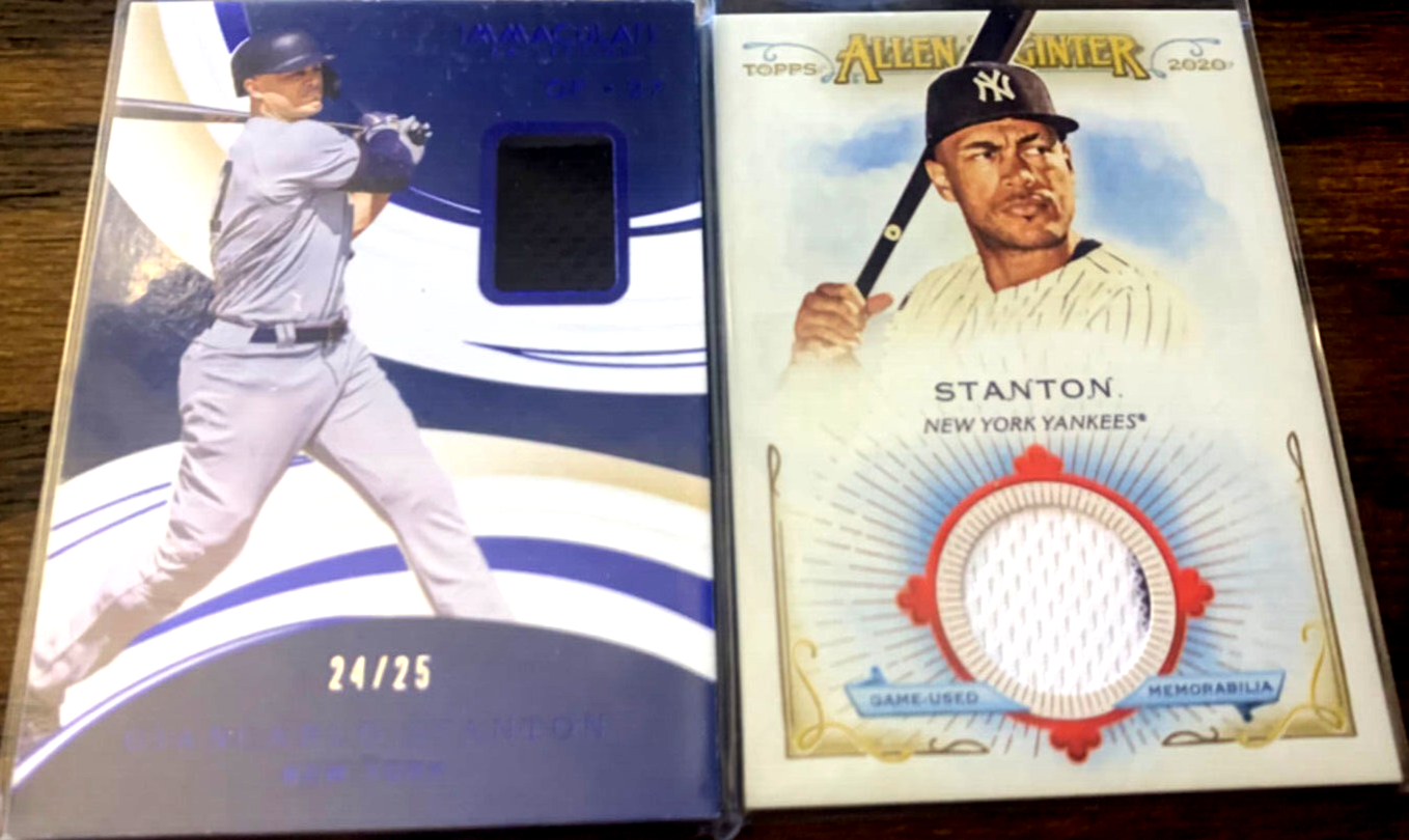 2 Giancarlo Stanton, Yankees Jersey  Lot, 2020 Immaculate 24/25, Allen & Ginter
