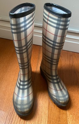 burberry nova check rain boots