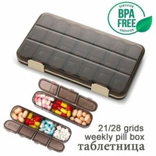 Weekly Pill Box Large Capacity Medicine Dispenser Compartment Case Container