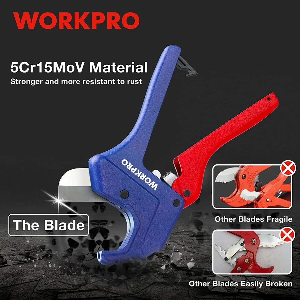 WORKPRO Ratchet PVC Pipe Cutter Up to 1-5/8 Plastic Pipe Tube Cutter Sharp Blade - Image 2 of 4