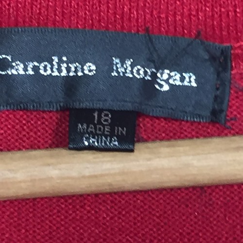 CAROLINE MORGAN Top Knit Tunic Style Size 18 Red Plum Button Detail Cap Sleeve - Picture 6 of 11