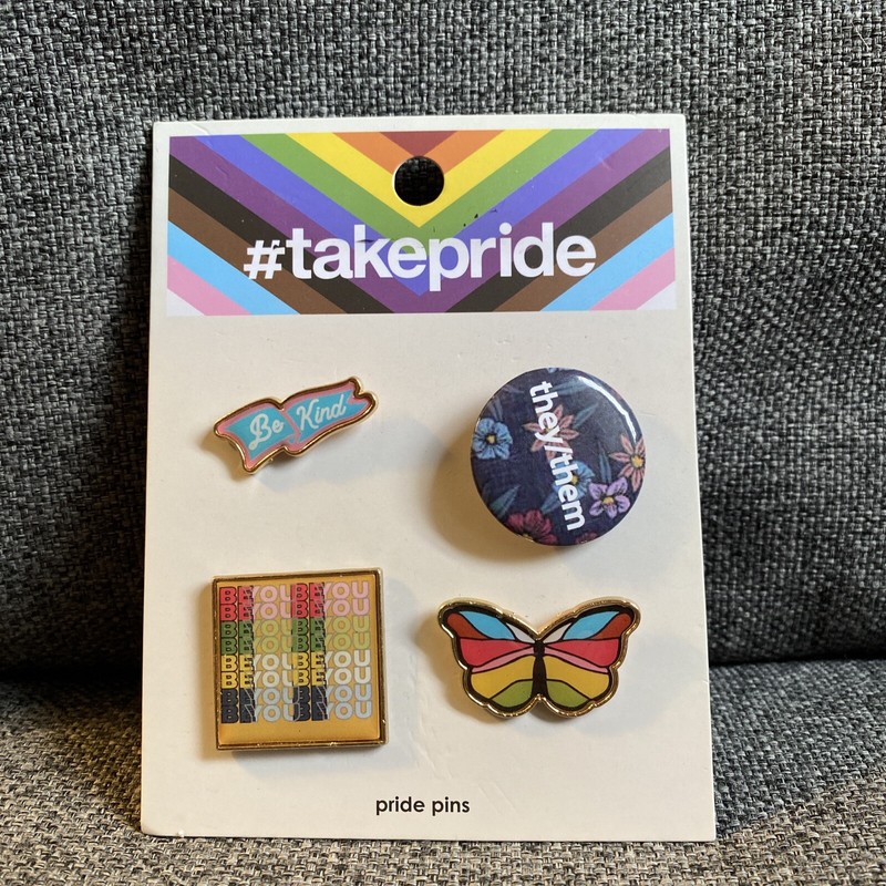 4 Gay Pride Buttons Lapel pins LGBTQ Pride Week #takepride YOU BE YOU / BE Kind