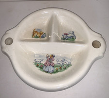 LITTLE BO PEEP Vintage Baby Child's DIVIDED PLATE Food Warming Dish