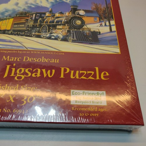 Suns Out "Winter Arrival" 1000 piece Train puzzle Art by Marc Desobeau New - Picture 3 of 4