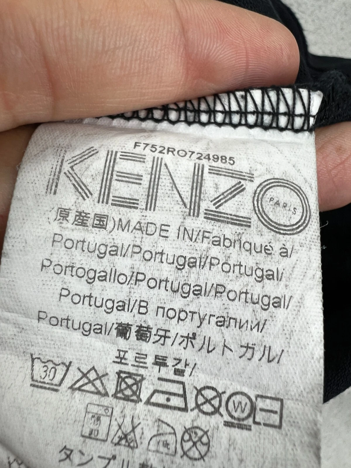 Kenzo Vestito T Shirt Donna Lungo Sportivo Taglia Media Nero Made in Portugal