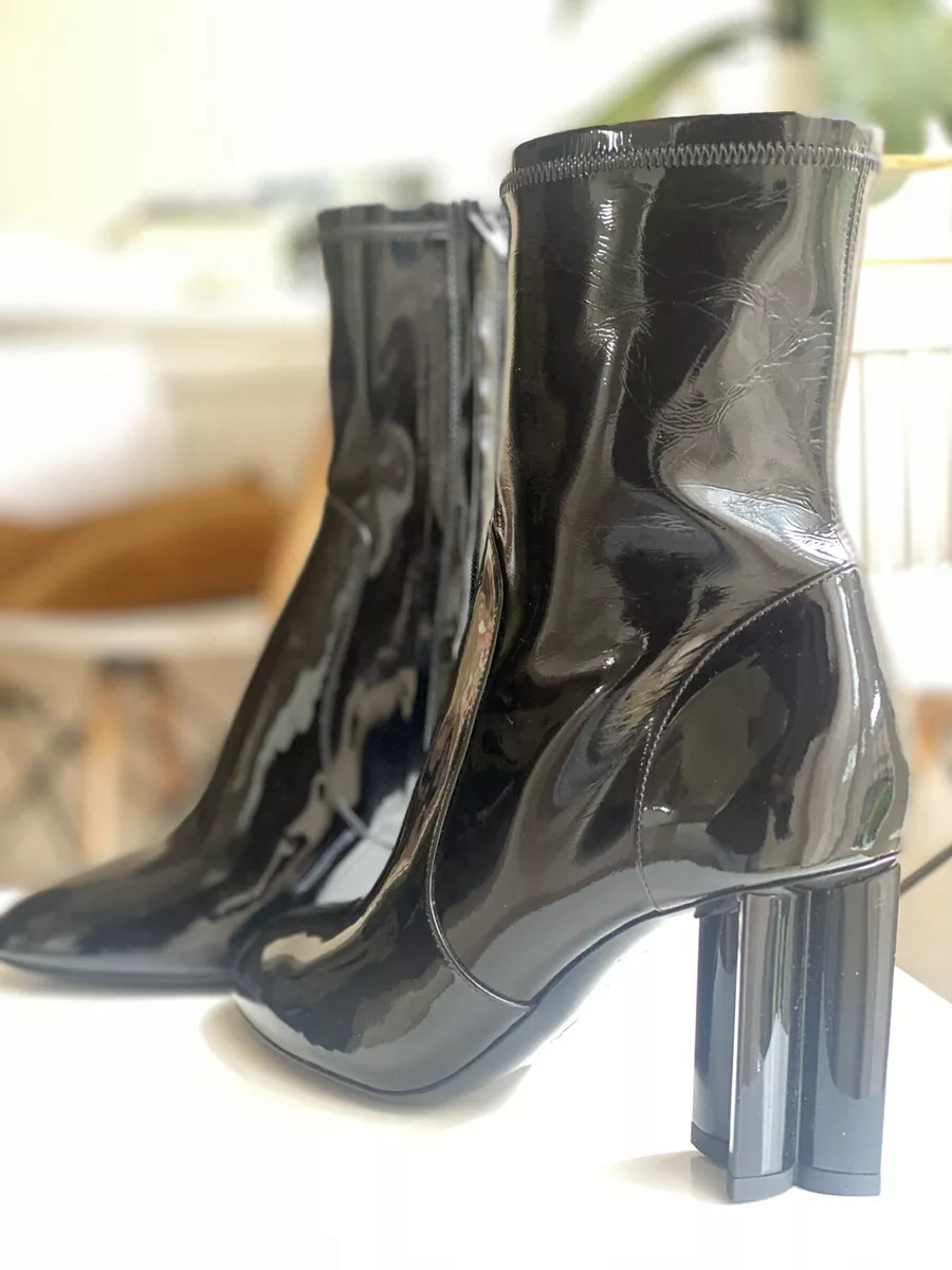 Louis Vuitton Black Patent Leather Silhouette Ankle Boots Size