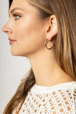 Do Everything in Love 14K Gold/White Gold Metal Post 3cm Hoop Earrings