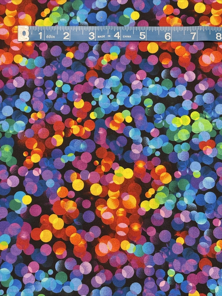 Punto Arco Iris Multi Puntos en Tela de Algodón Negro FQ Cuarto Graso O Corte Continuo Foto 3 de 4